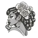 black woman pin up girl leaning tattoo design idea