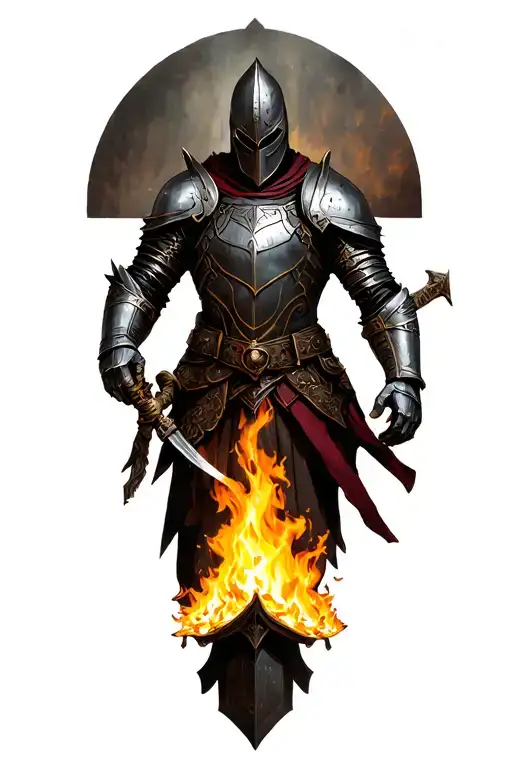 dark souls  knight rest all body bonfire tattoo design idea