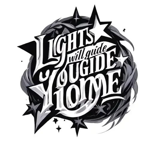 6 stars, "lights will guide you home" tattoo design idea