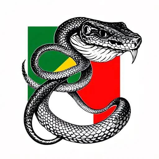 Snake covering sicilian flag intertwined tattoo design idea