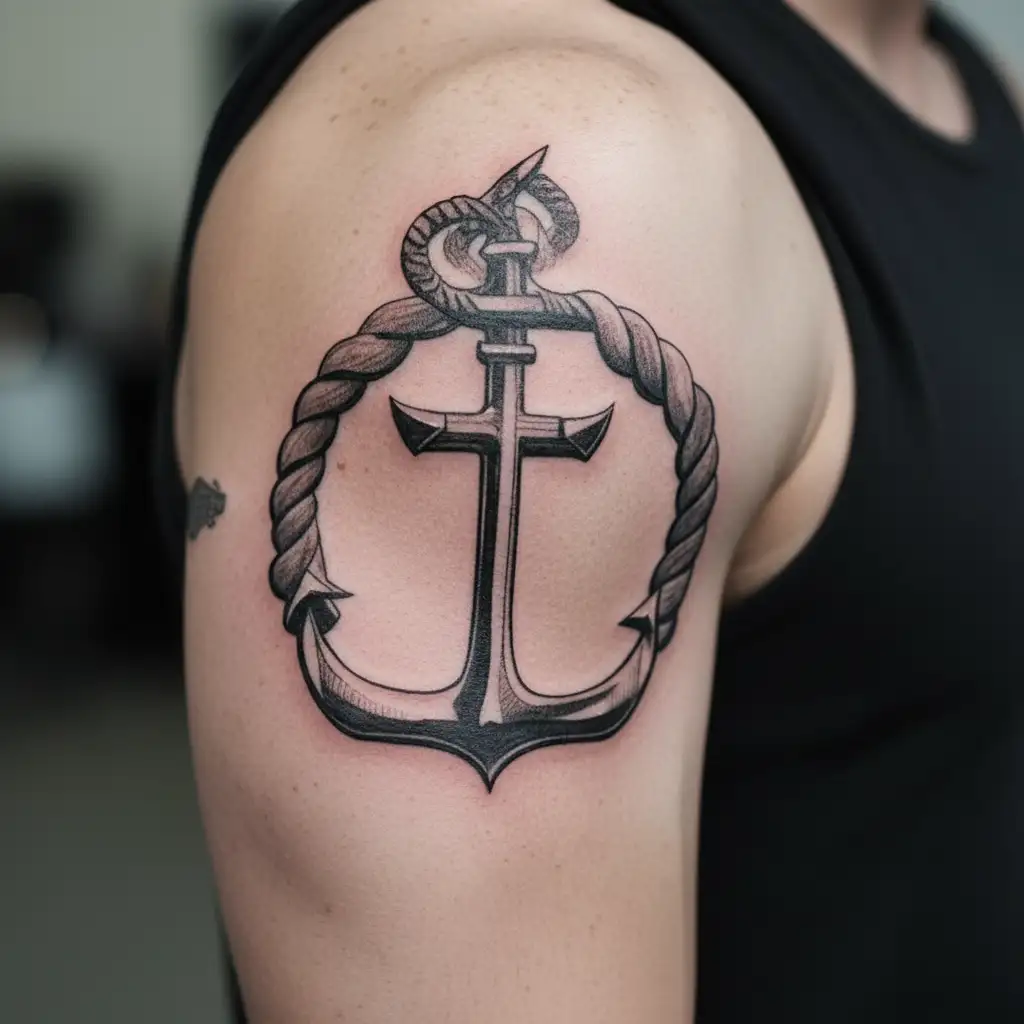Danish flag with anchor og thor hammer tattoo design idea