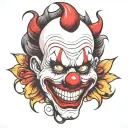 scary clown face tattoo design idea