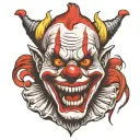 scary clown face tattoo design idea