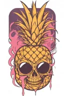 evil pineapple spiderweb tattoo design idea