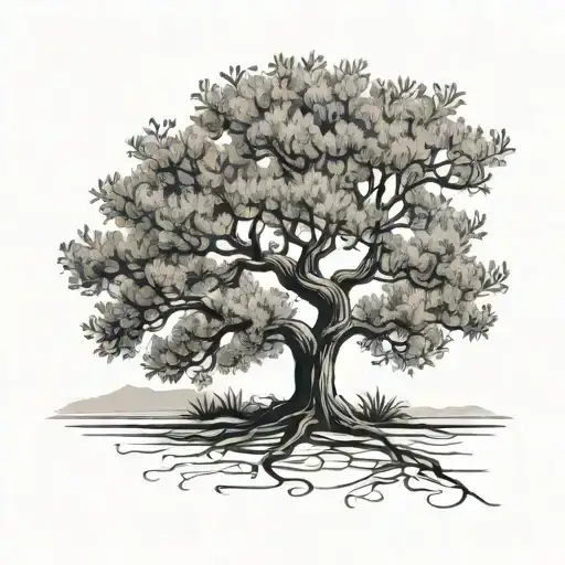 olive tree silhouette tattoo design idea