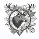 deer fish and bear geometric Egyptian hieroglyphics tattoo design idea