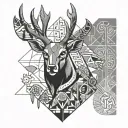 deer fish and bear geometric Egyptian hieroglyphics tattoo design idea