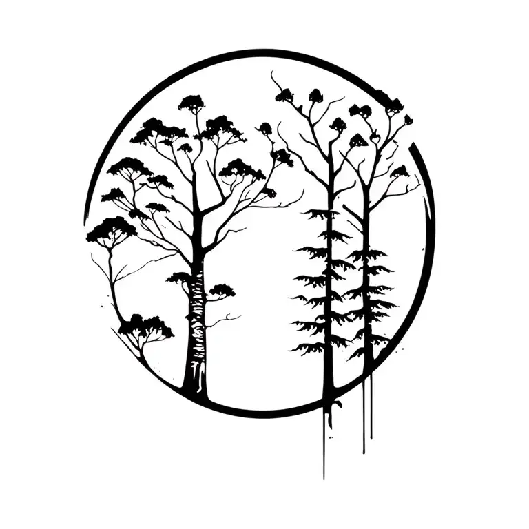 nature elements like trees tattoo design idea