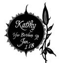 In memory of my mom but something cryptic and small. Her name was Kathy and her birthday was Jan 18.  tattoo design idea
