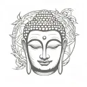 buddha face sleeve tattoo design idea