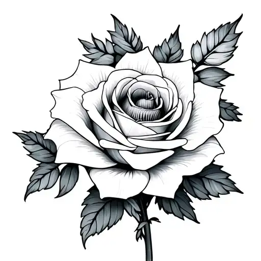edelweiss flower and white rose intertwined tattoo design idea