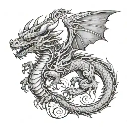 mixed filipino and mexican inspired dragon tattoo design idea