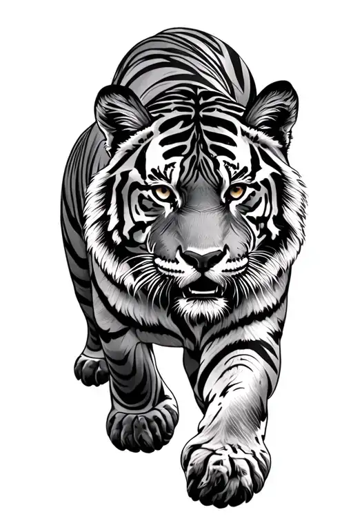 walking tiger tattoo design idea