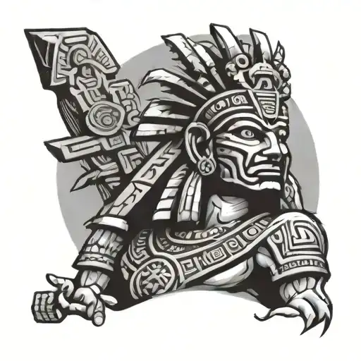 mayan god itzamna mayan god with pyramid tattoo design idea