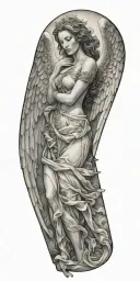 angel woman tattoo design idea