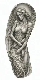 angel woman tattoo design idea