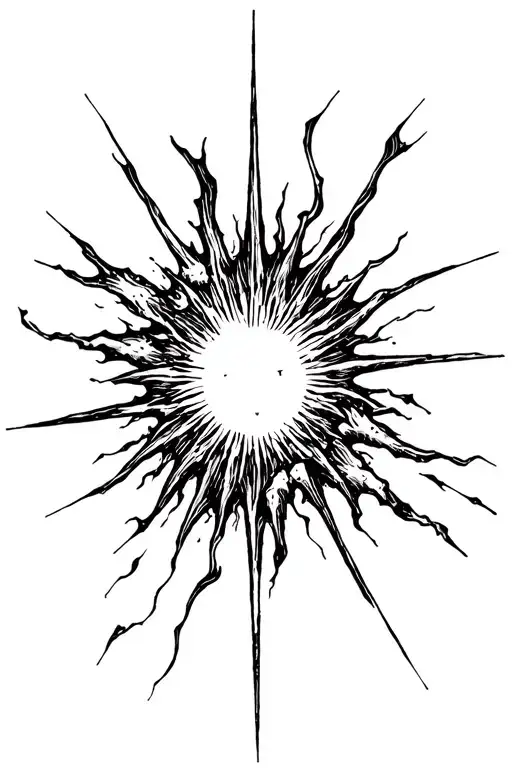 a burning sun shattering into pieces tattoo design idea