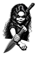 bride of chucky with knife dot work tattoo tattoo design idea