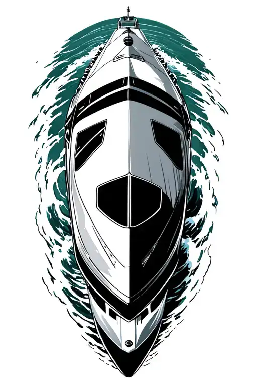jet boat going fast tattoo design idea