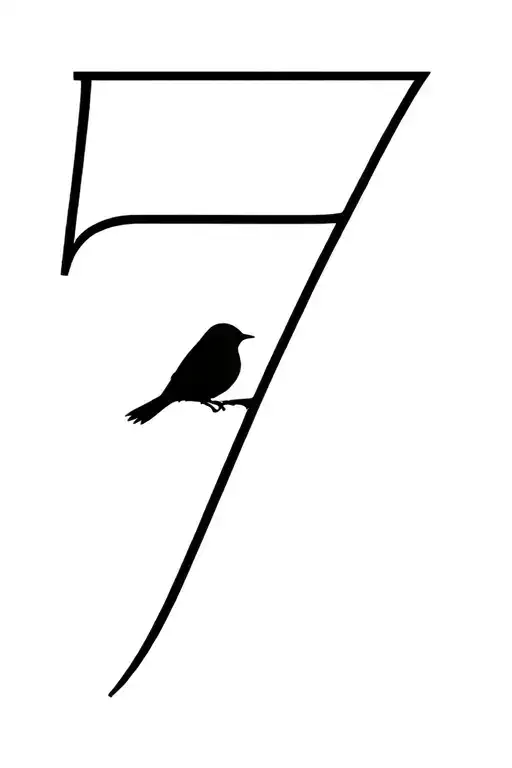 Bird shaped number 7 incorporated tattoo design idea