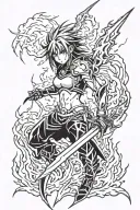 lightning spear and black flame tattoo design idea