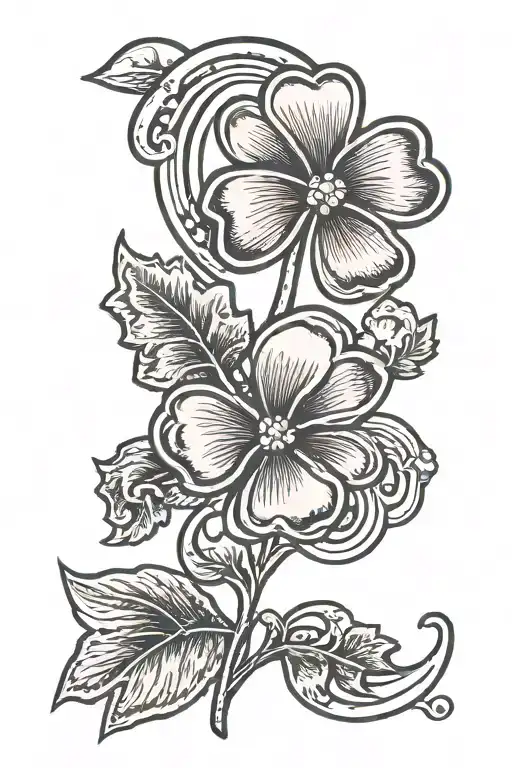 moon and clover leaf tattoo design idea