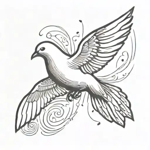 Dove flying away tattoo design idea