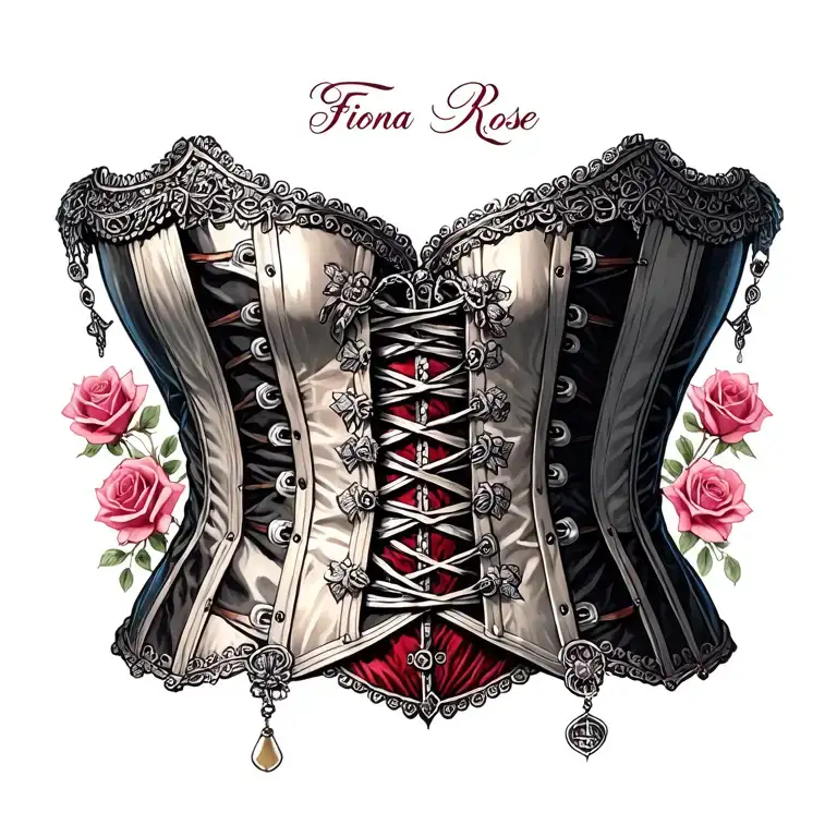 "Fiona Rose" chastity corset metal tattoo design idea