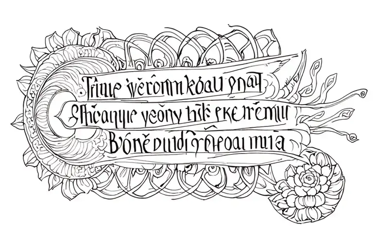 Buddhist mantra written tattoo design idea