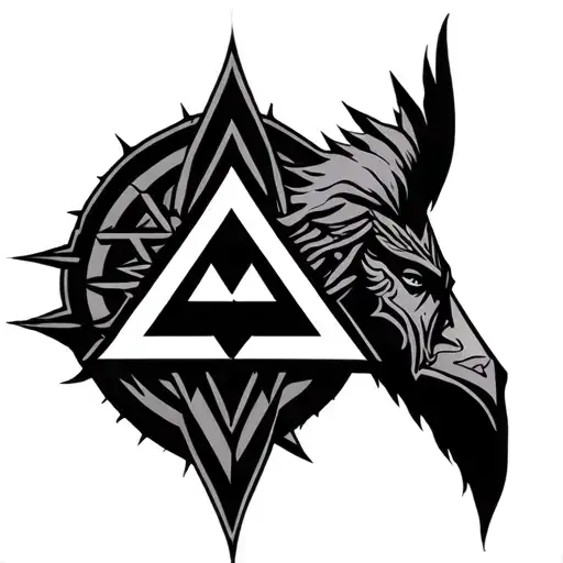 Odin and Valkyrie back tattoo with Valknut Symbol tattoo design idea
