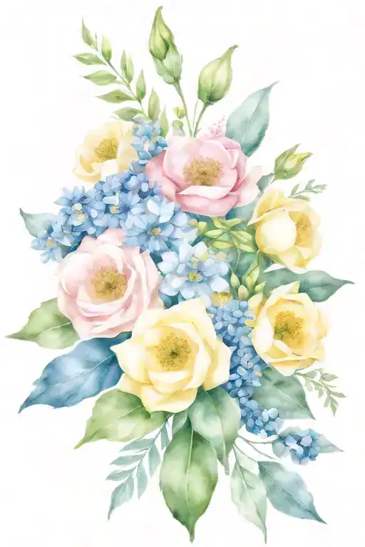 birthflower bouquet June, November, September, june tied together with bow tattoo design idea