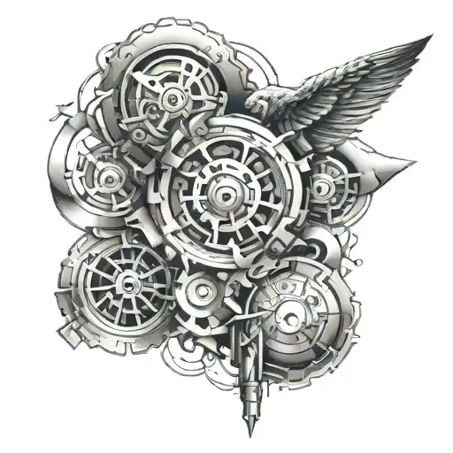 biomechanics shock absorbers tattoo design idea