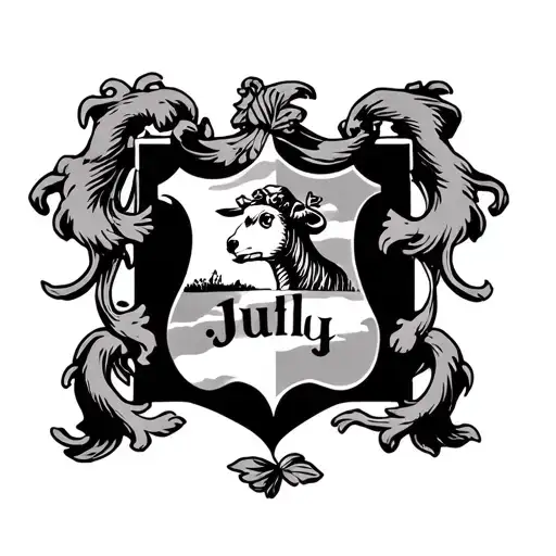 July, farm, family crest tattoo design idea