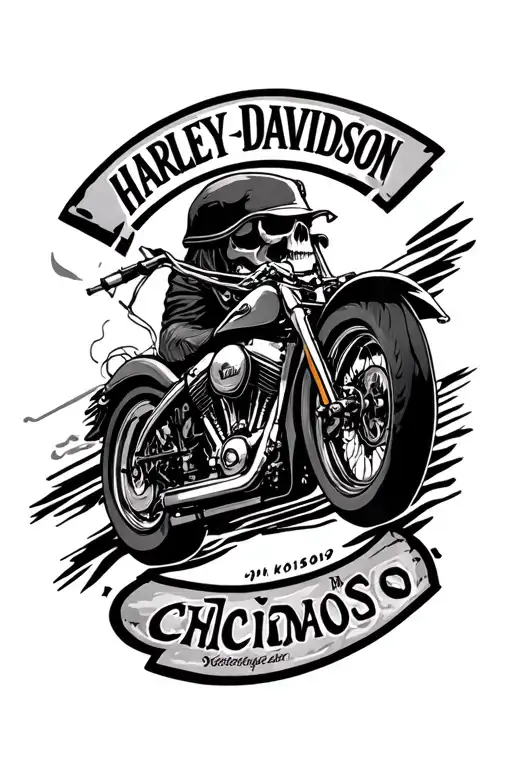 Harley Davidson logo with Chicano style school  tattoo design idea
