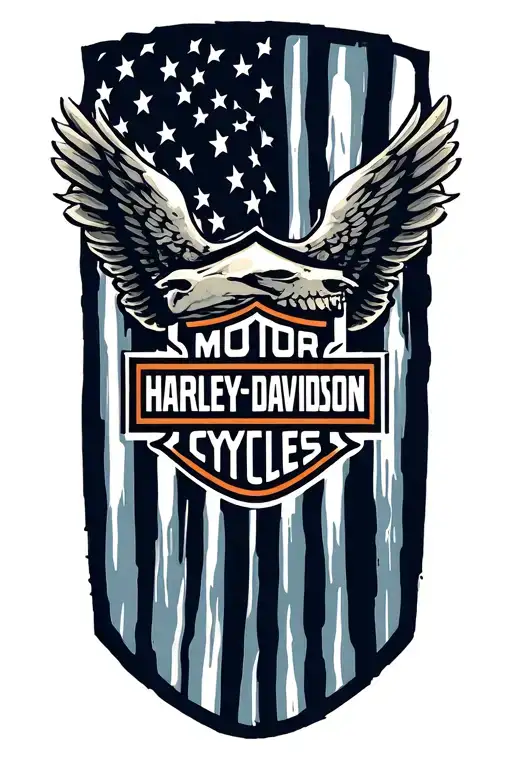 Harley davidson bar and shield tattoo design idea