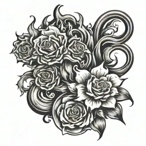 pc on fire tattoo design idea