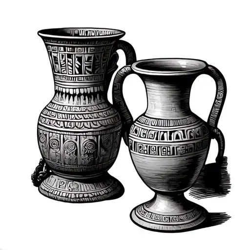 Greek and Egyptian vase tattoo design idea