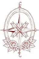 compass, butterfly, devil with a rose surrounded tattoo design idea