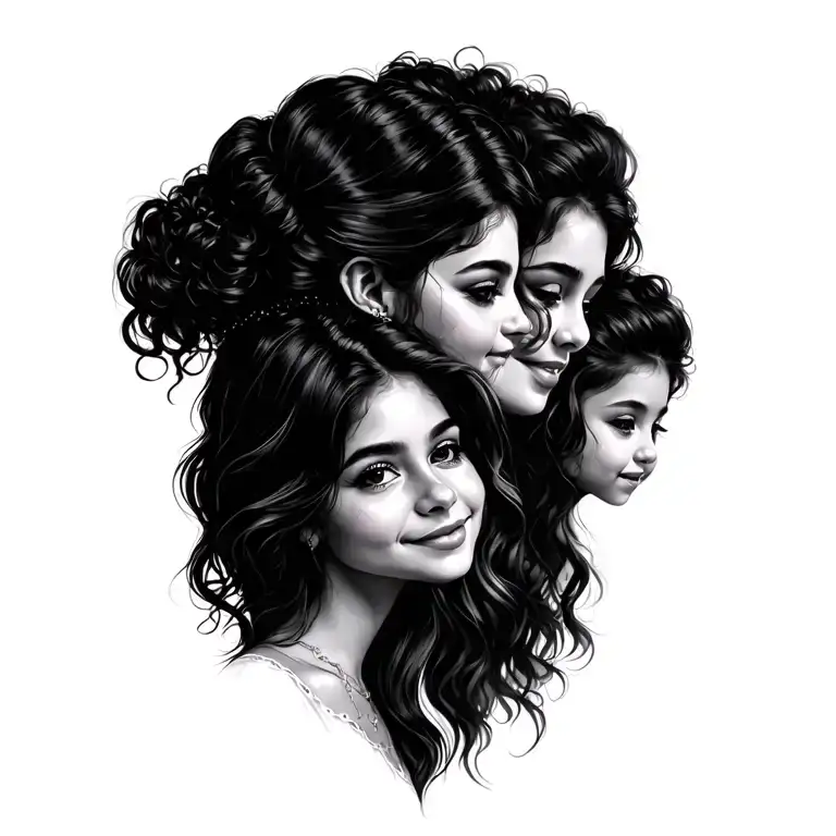 mother and 3 daughters tattoo design idea