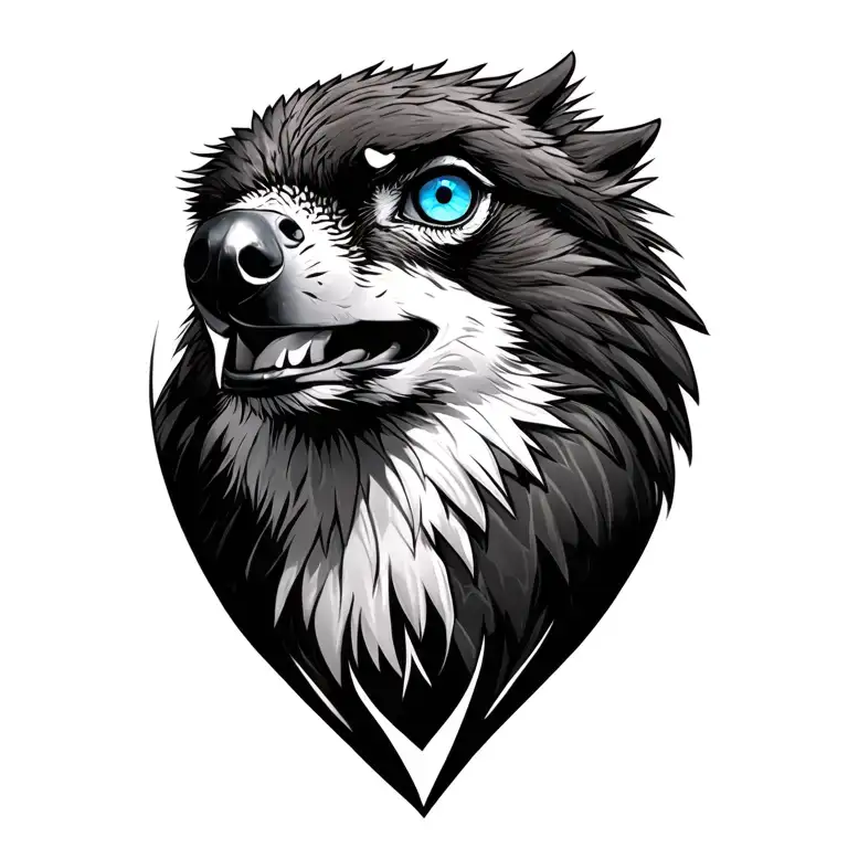 hawk, wolf blue eyes tattoo design idea