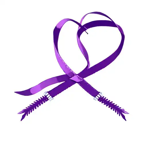 purple ribbon with zippered tails tattoo design idea