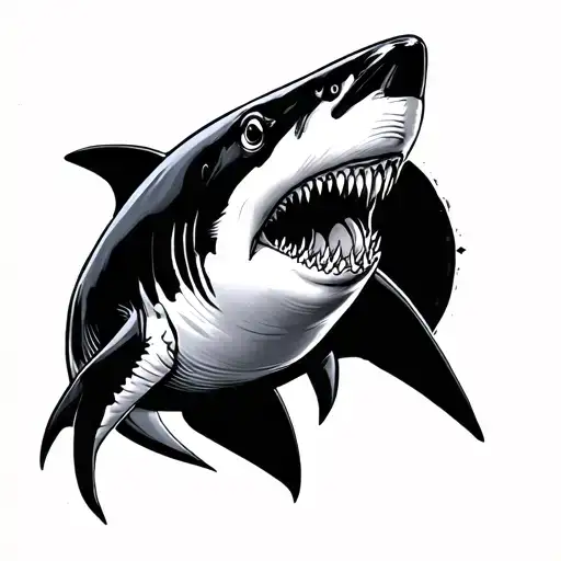 Alex in shark shape tattoo design idea