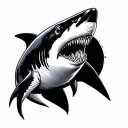 Alex in shark shape tattoo design idea