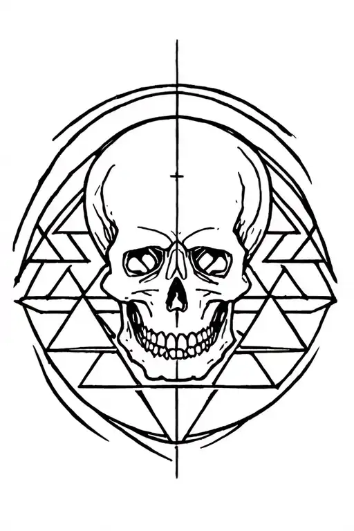 Abstract Grateful Dead stealie logo. A circle for the skull with triangles beneath it representing the jaw tattoo design idea