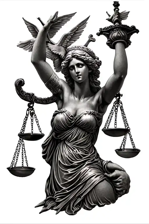 lady justice tattoo design idea