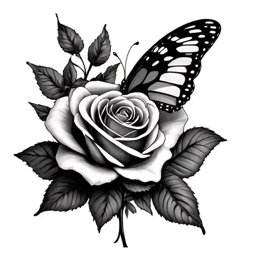Izzy with butterfly and rose tattoo tattoo design idea