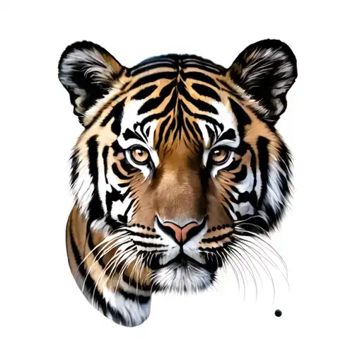 Tiger And Cub face tattoo design idea