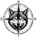 Wolf Compass tattoo design idea