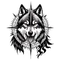 Wolf Compass tattoo design idea