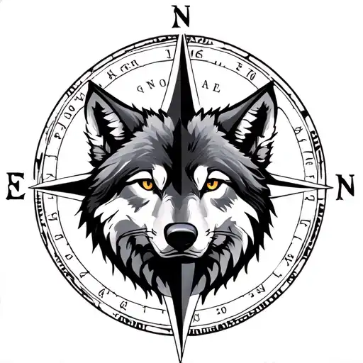 Wolf Compass tattoo design idea